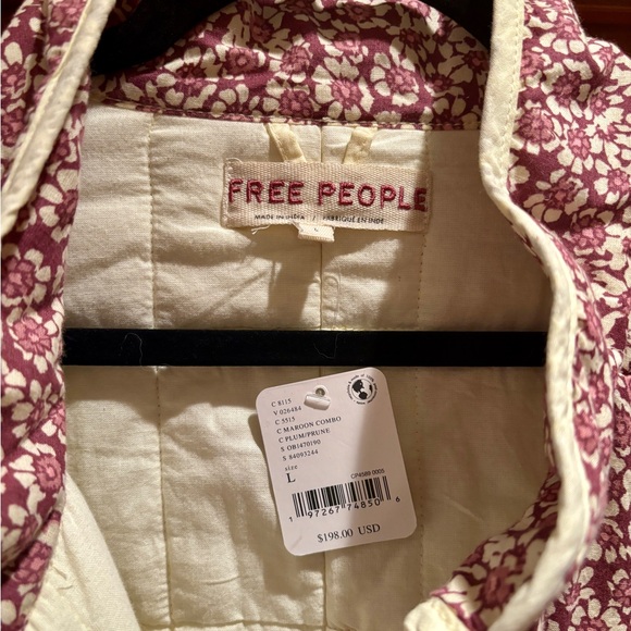 Free People Floral Teddy Jacket in Mauve and Cream - Picture 3 of 3
